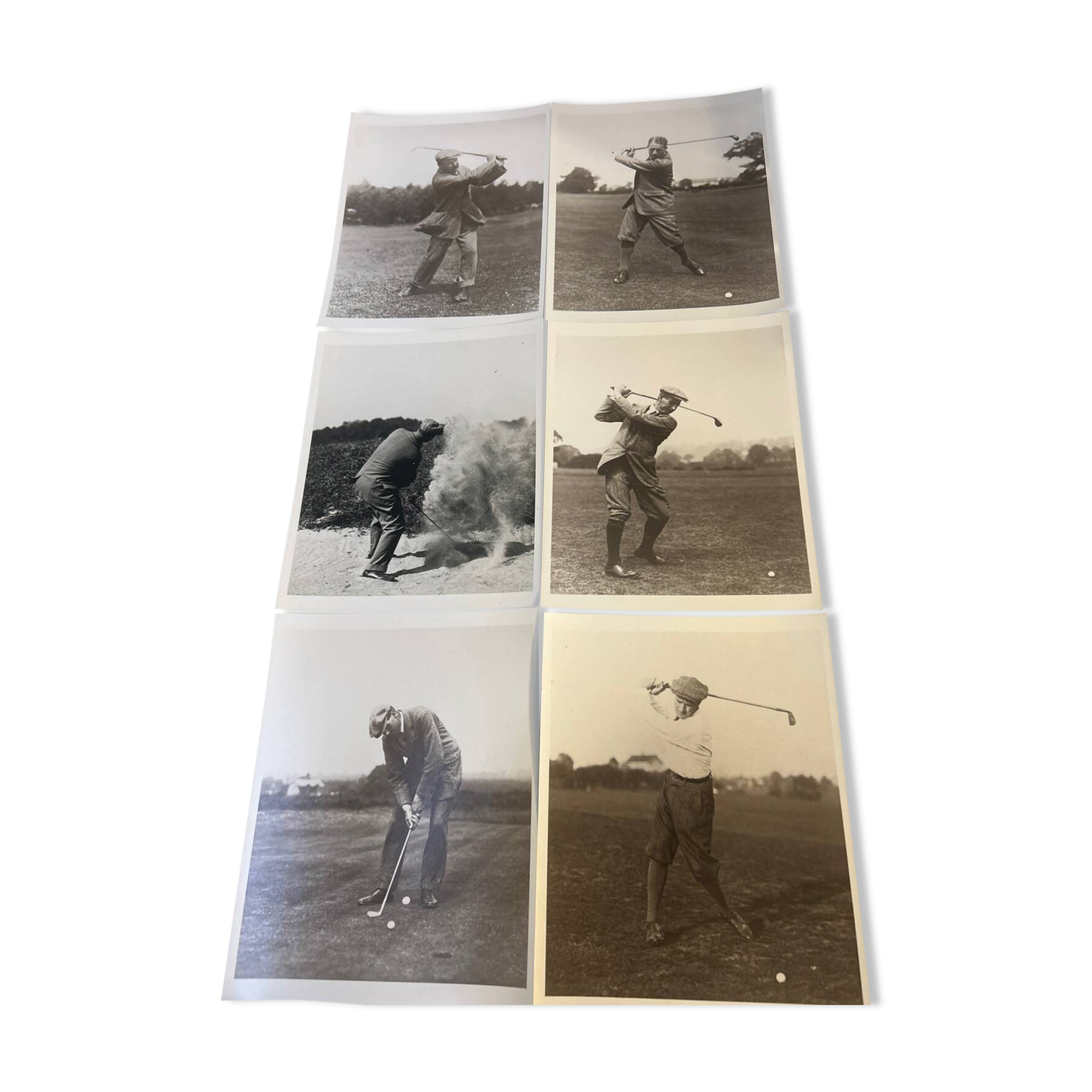 Ensemble de six photos authentique de golfeurs des années 1890 en noir et blanc