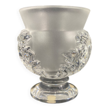 Vase on pedestal with foliage decoration signed lalique saint-cloud, possible pair