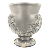 Vase sur piedouche décor feuillagé signé lalique saint-cloud paire possible