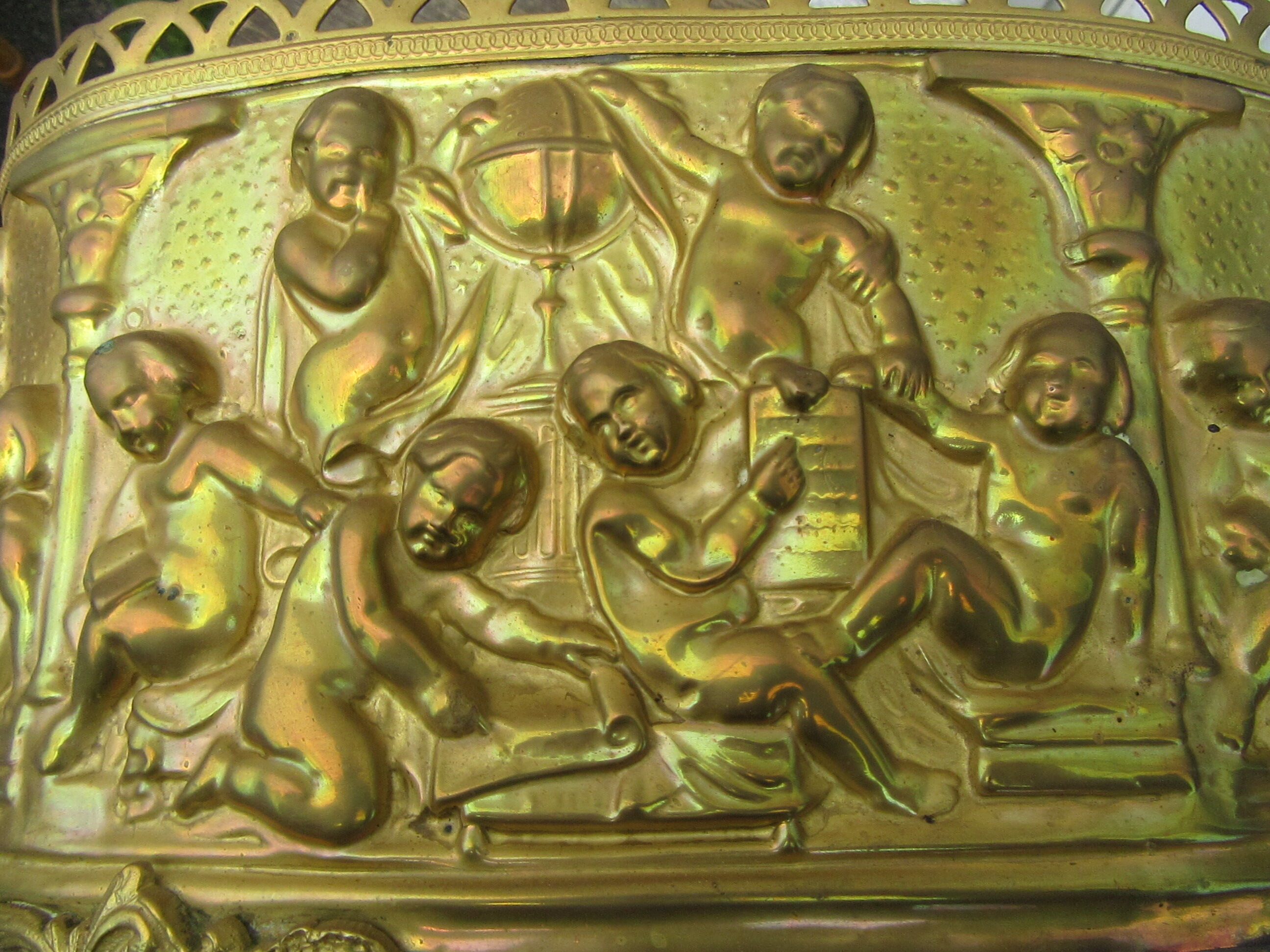 Jardinière laiton avec son bac en zinc