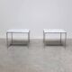 Pair of Carrara marble & chrome coffee or side tables, 1970s