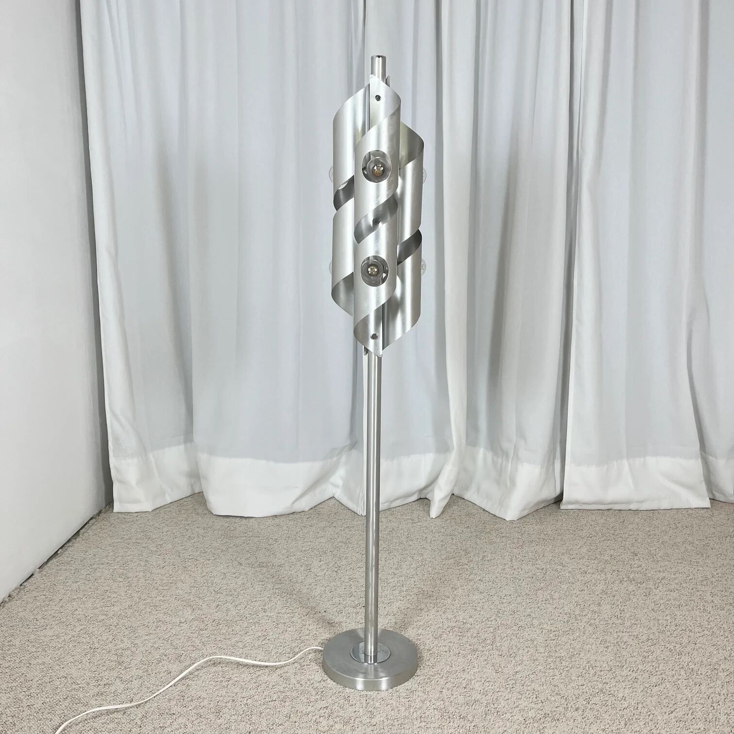 Brushed aluminium floor lamp, Space Age style, 1970s