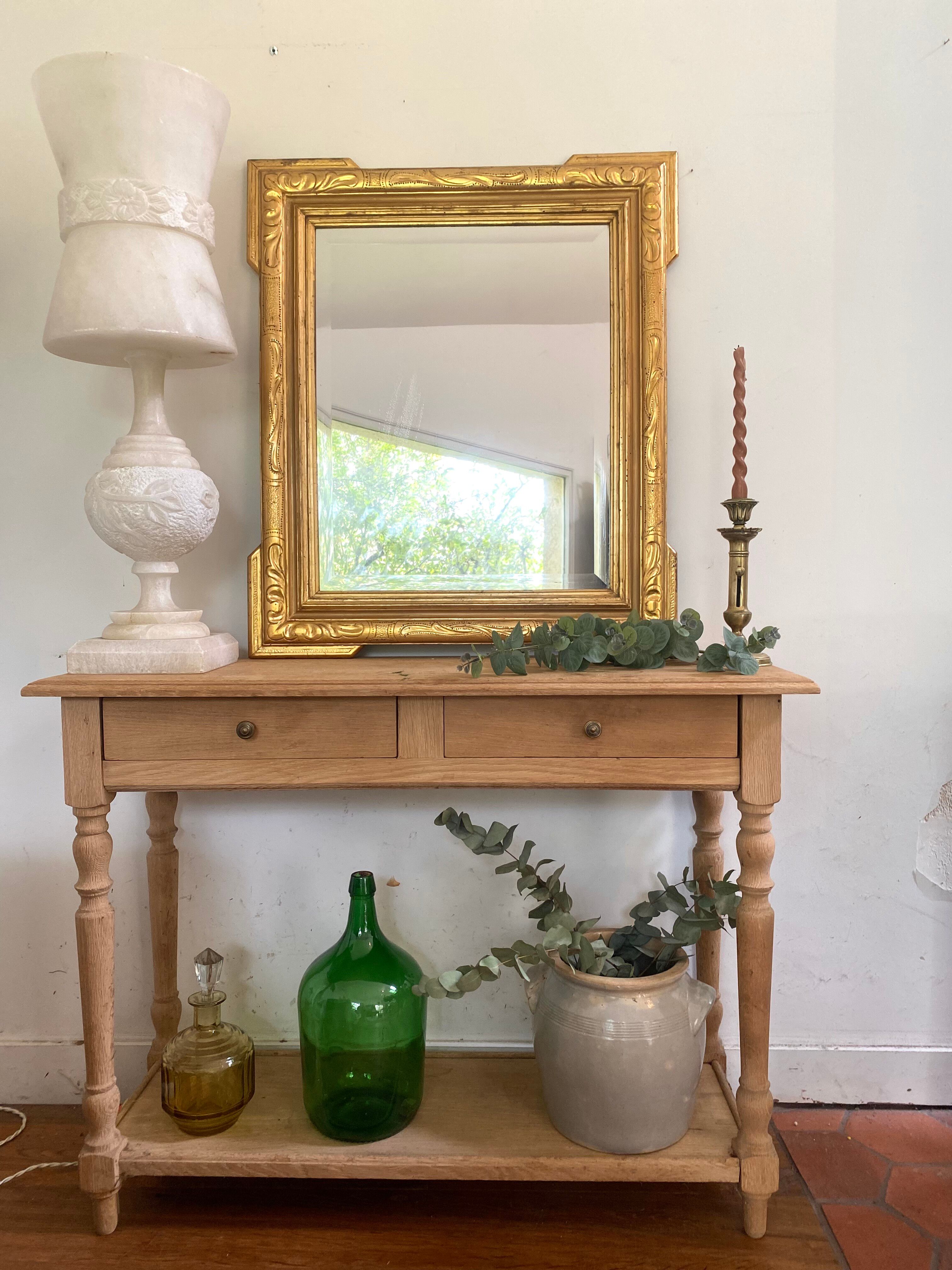 Superb antique bevelled mirror with "ears" – Louis-Philippe style – F