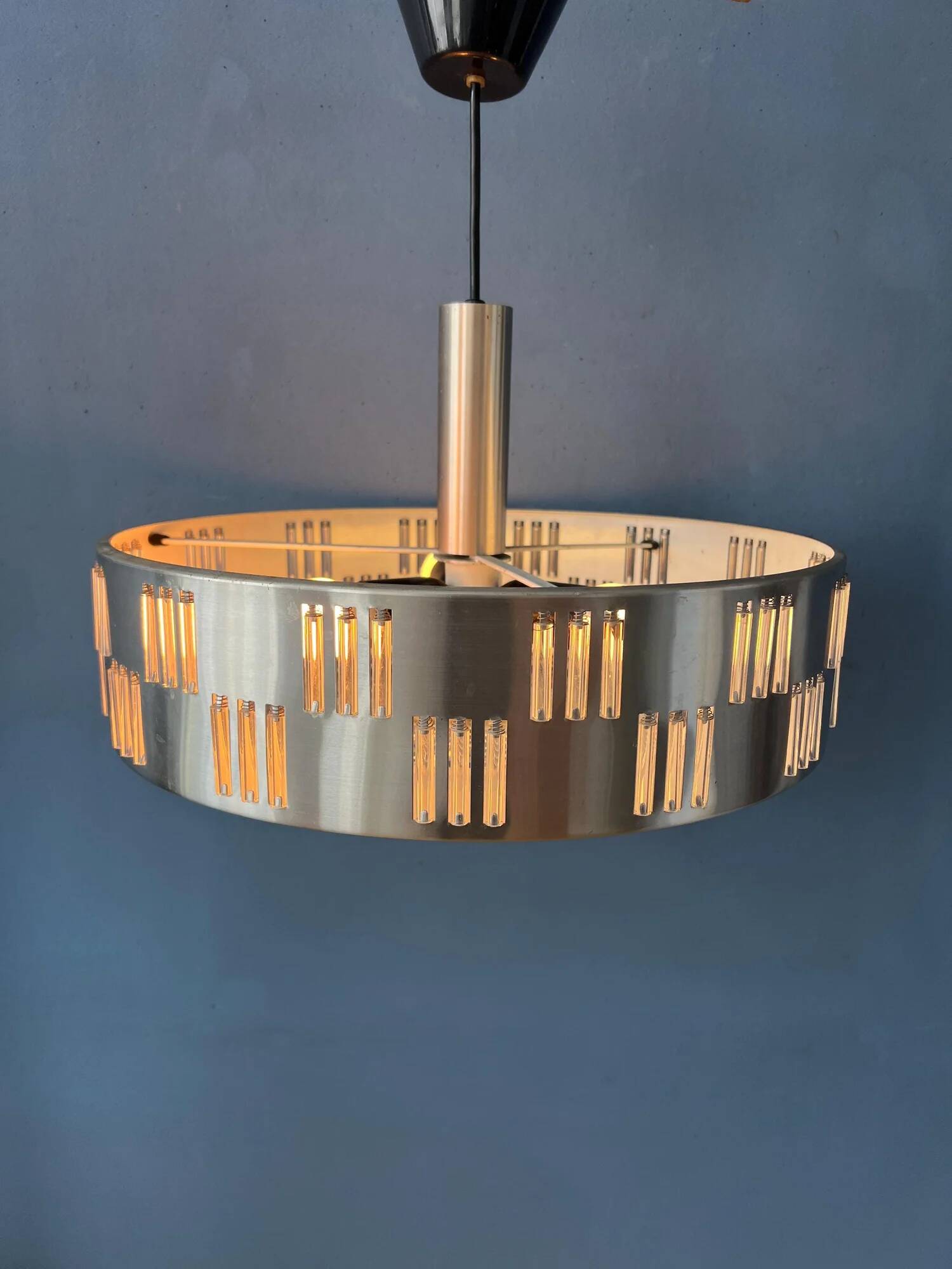 Vintage UFO pendant light with crystal glass