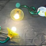 Pair of multicolored murano glass sconces, two arm, Sylcom italy