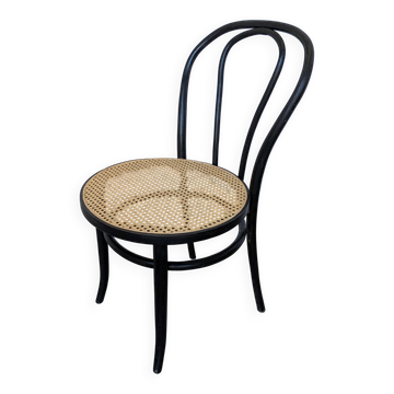 Vintage Thonet Style Dining Chair: Black Bentwood Cane Seat