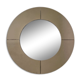 Grand miroir rond fumé italien moderne du milieu du siècle, années 1970