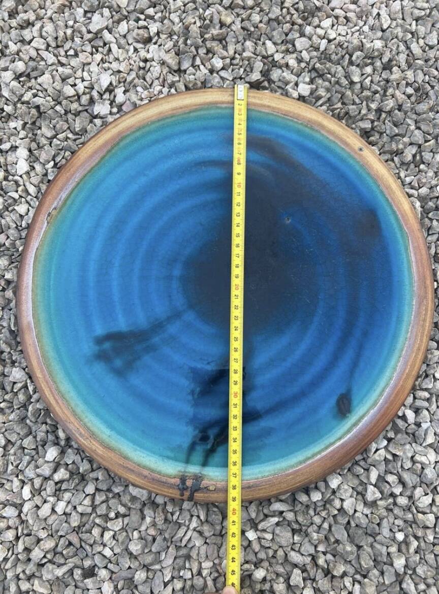 Plat à tarte bleu lagon Poterie La Colombe