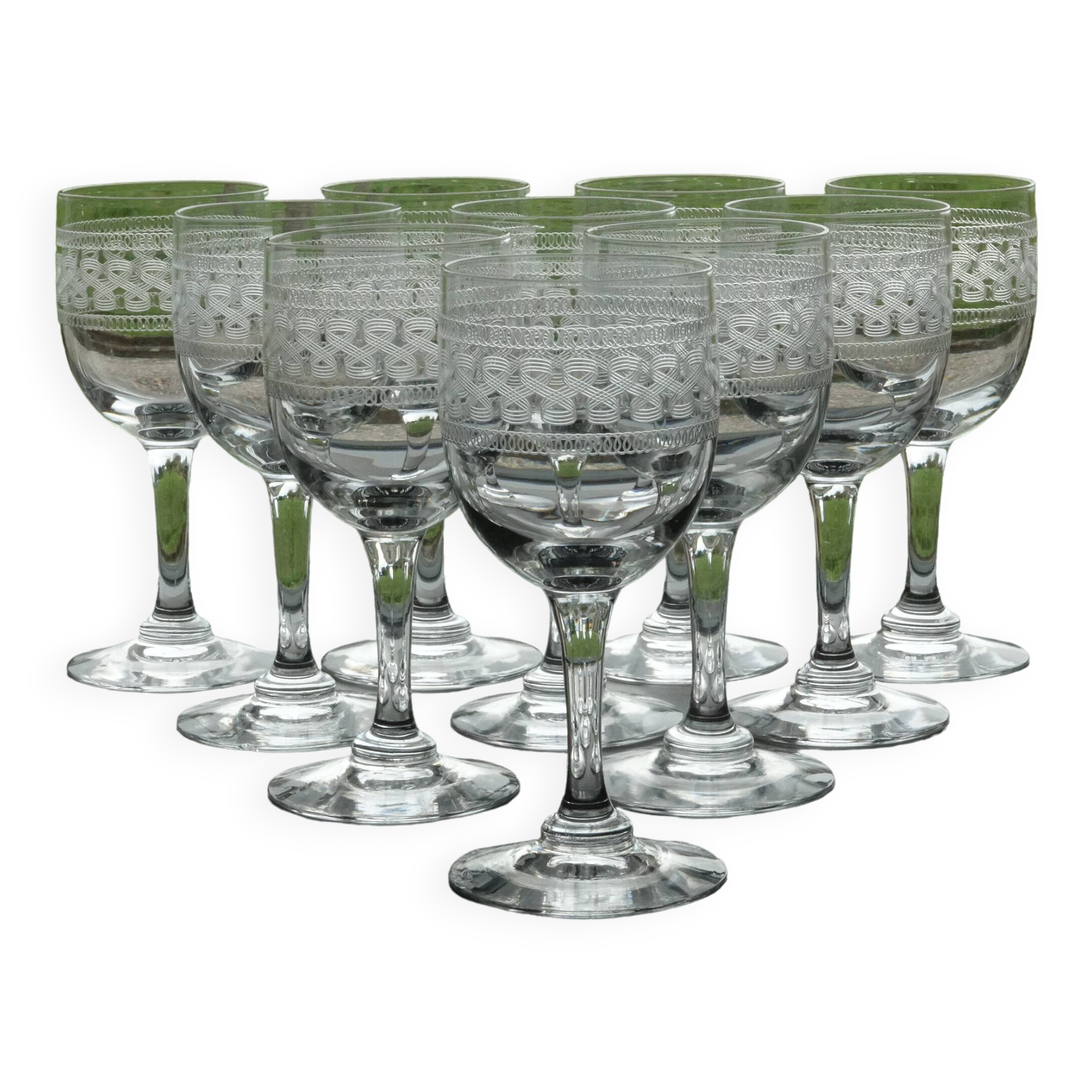 Portieux Meisenthal set of 10 crystal wine glasses
