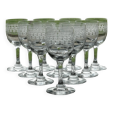 Portieux Meisenthal set of 10 crystal wine glasses