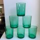 Lot de 6 verres à eau en verre vert anneées 70