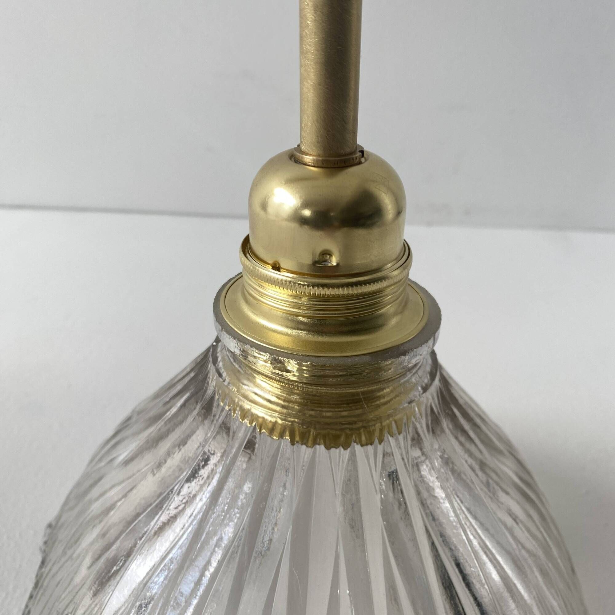 Old brass and prismatic glass xxl stem lamp