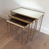 Pull-out tables brass Suite. Around 1940.
