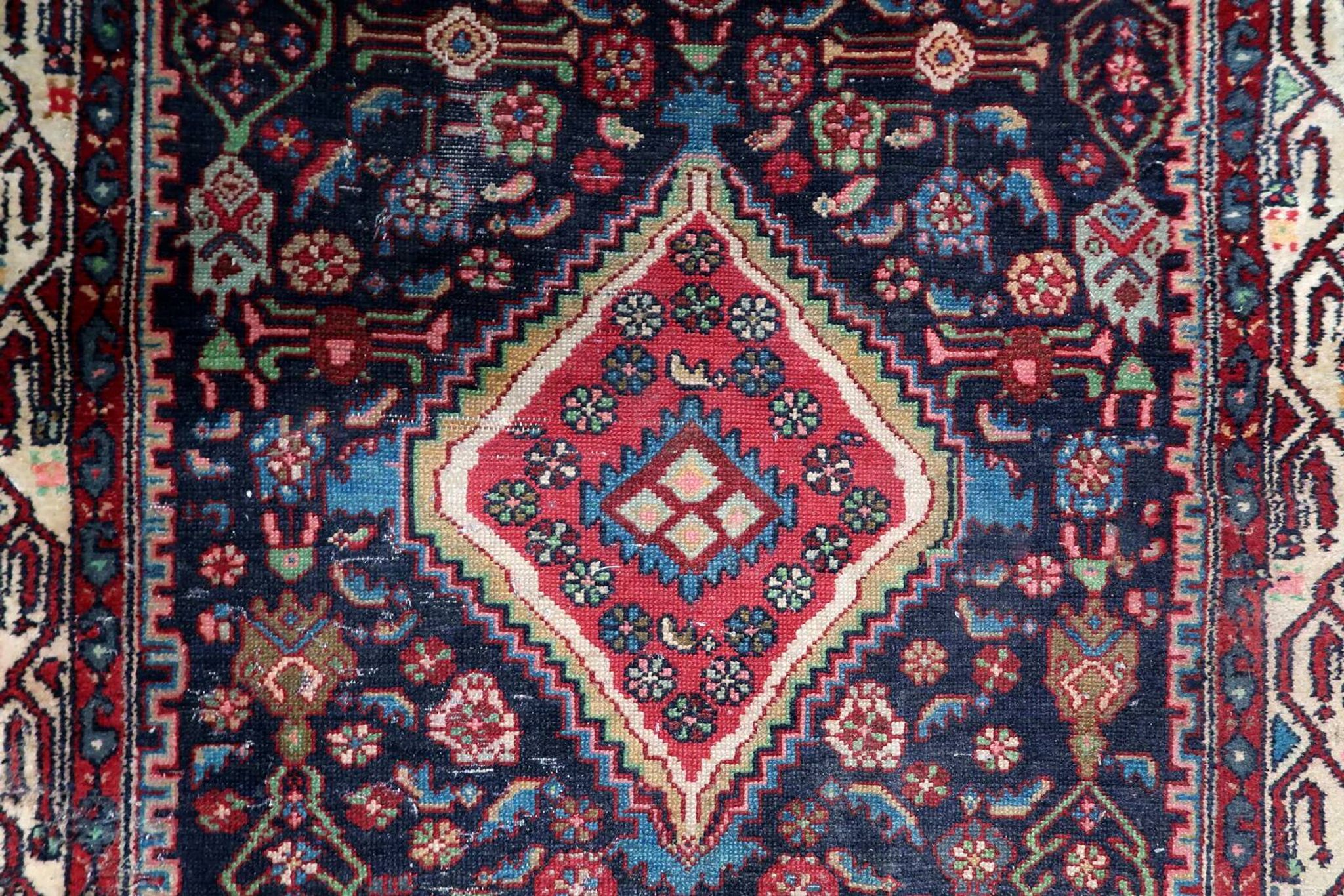 Antique Persian Hamadan handmade rug 3.8' x 6.7' 1920s - 1C1215