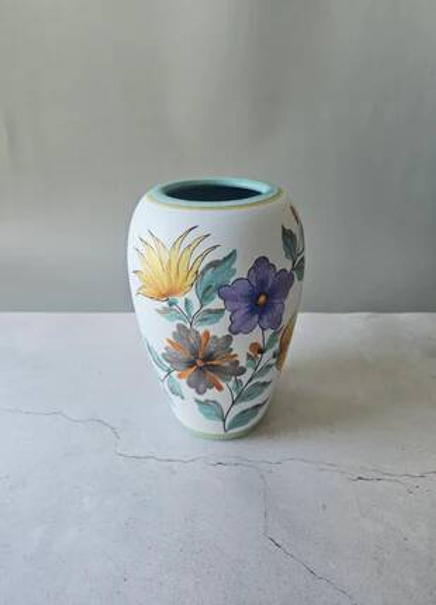 Vase vintage Flora Gouda Holland - Modèle Viola peint à la main