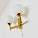 Set of 2 brass and opaline glass Sputnik wall lamps by Kaiser Leuchten