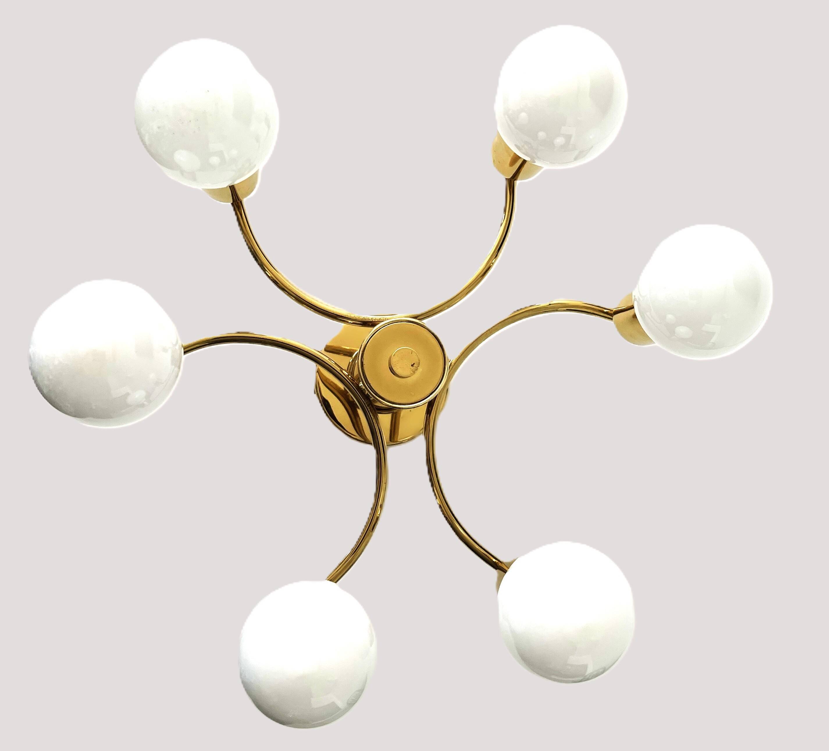 Brass ceiling light in Mid-Century Modern style, Germany, 1970s.
