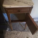 Bedside table encienne in walnut and marble
