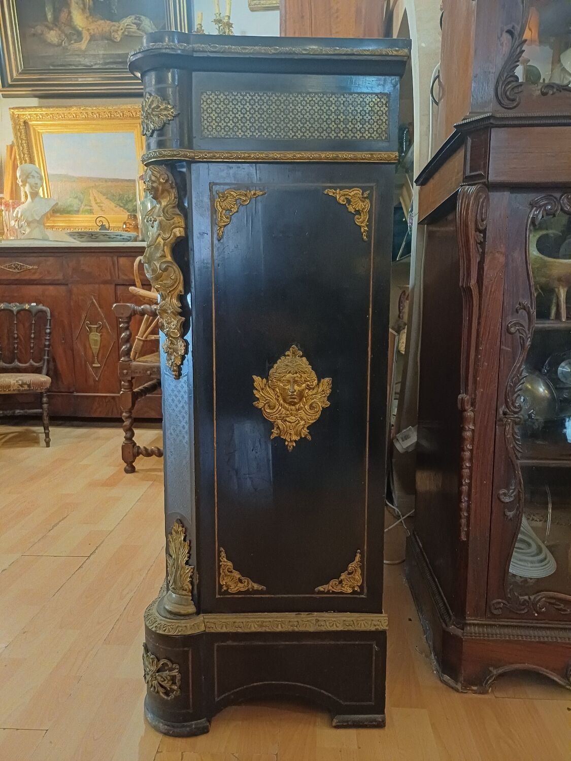 Sideboard, copper marquetry, Napoleon III period. 19th century