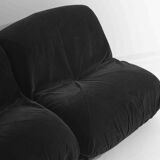Modular "Patate" sofa in black corduroy velvet by Airborne, France 1970s