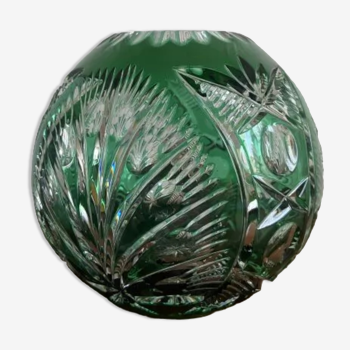 Green ball vase in crystal