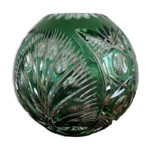 Vase boule vert en cristal