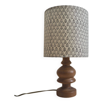 Wooden lamp with fabric shade