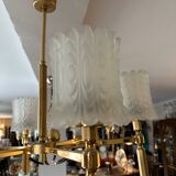 Lustre en laiton et verre 1970