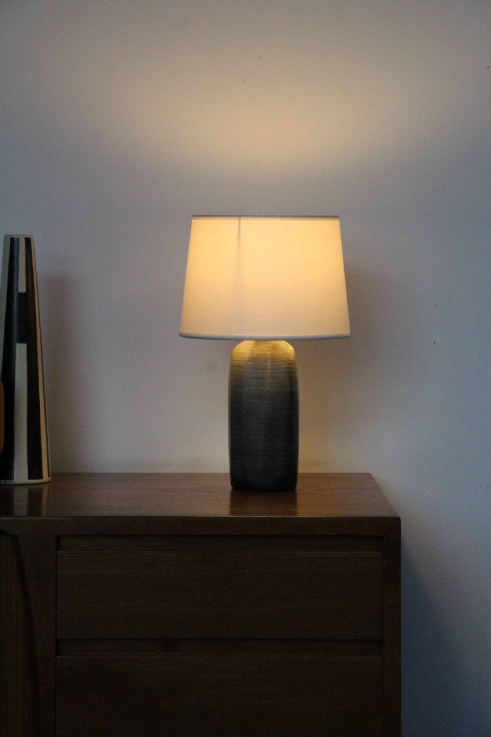 Enamelled stoneware ceramic lamp France 1970