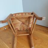 Chaise paillée à motifs colorés