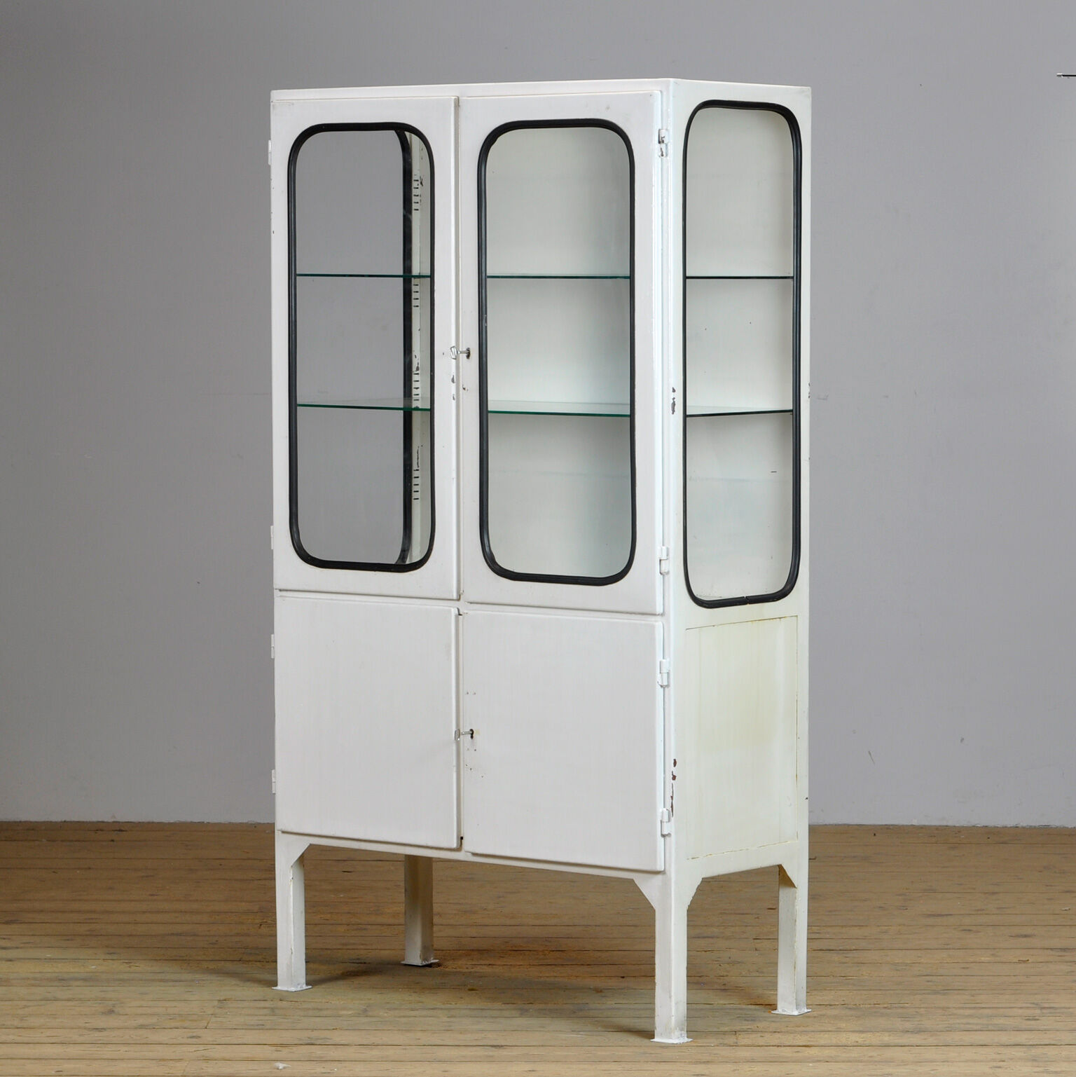 Glass & iron medical cabinet, 1970s