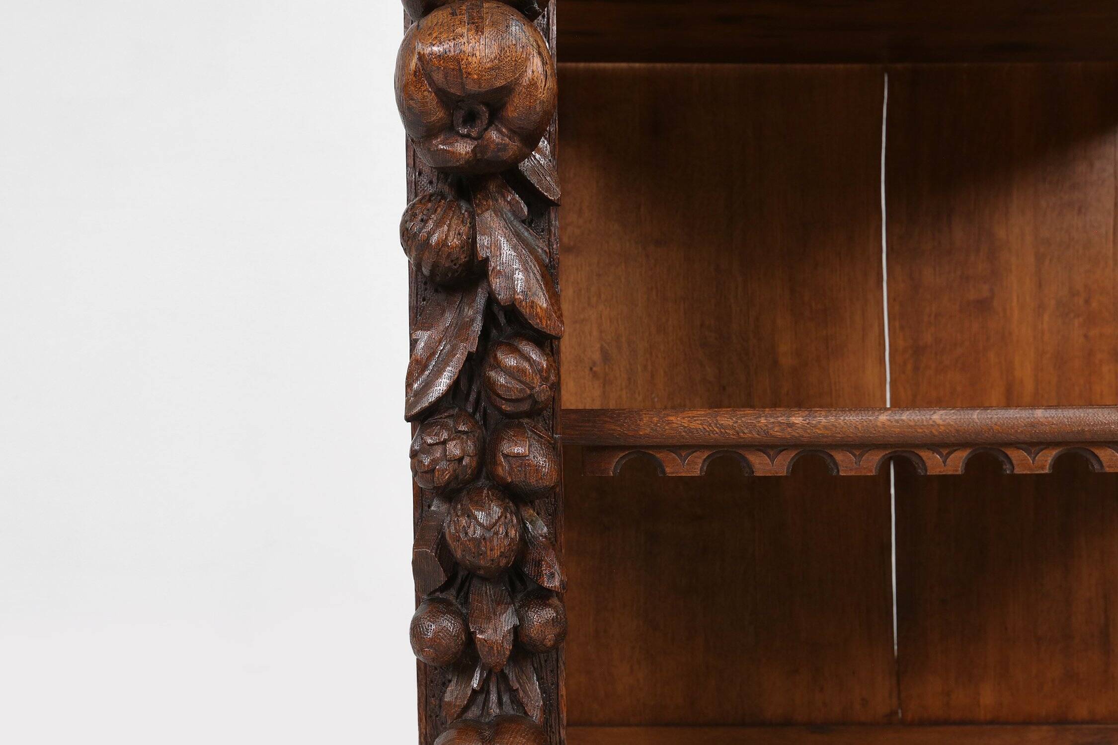 Baroque Style Display Case in Oak, Belgium, 1950s