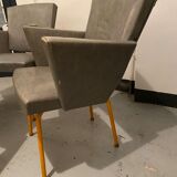 4 fauteuils skaï gris 60’s