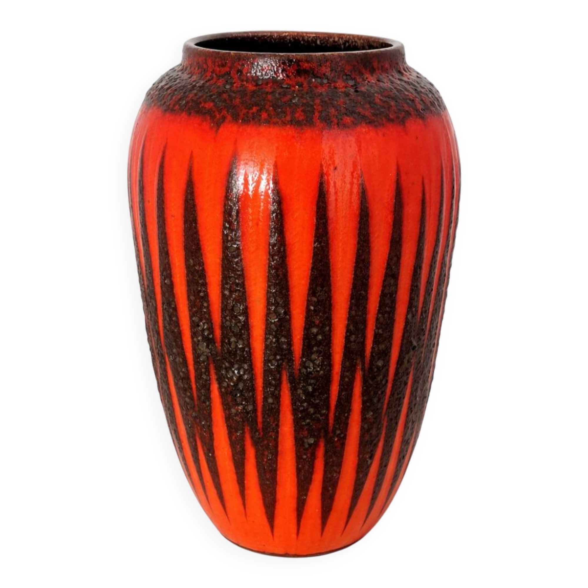 Vintage Scheurich Fat Lava vase | West Germany | Orange Black Zi
