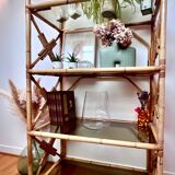 Rattan and glass shelf