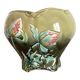 Large earthenware cache-pot in Art Nouveau style, decorated with thistles.