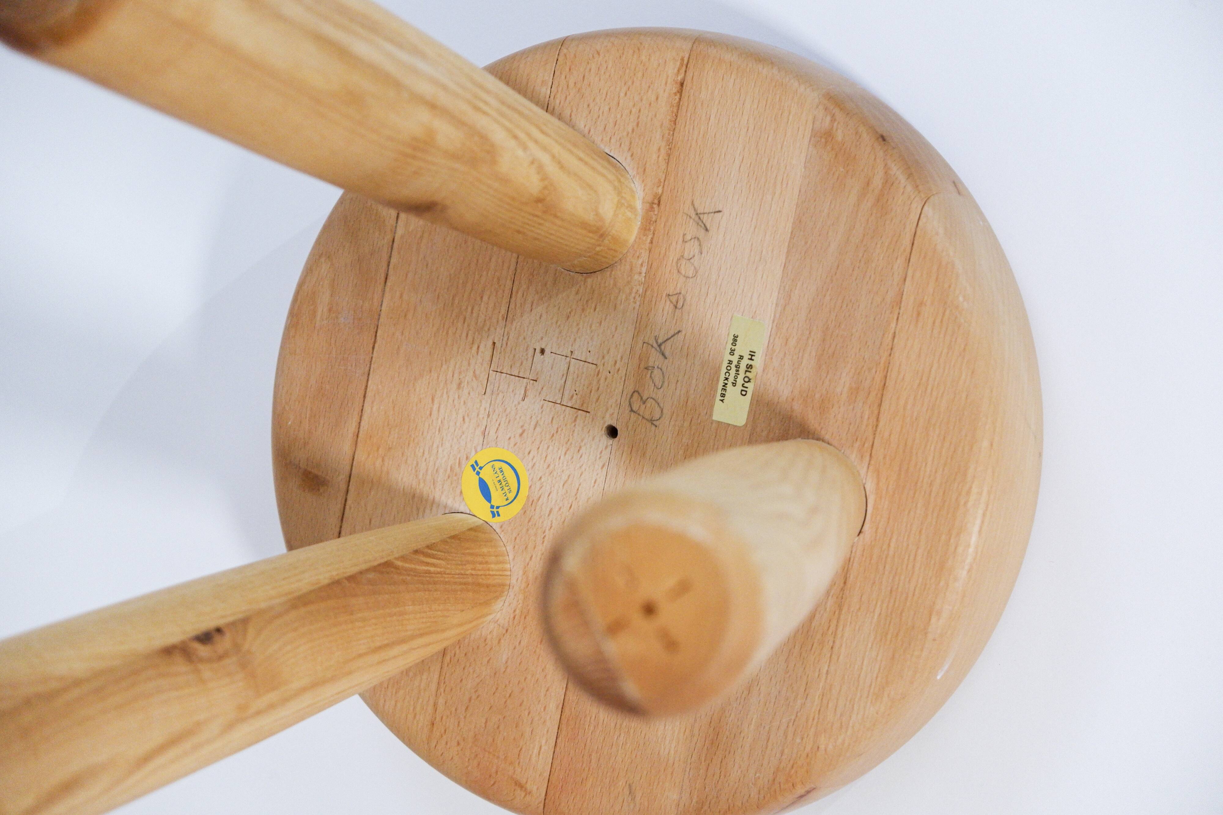 Scandinavian Ingvar Hildingsson stool, beech and ash, 1970, Sweden.