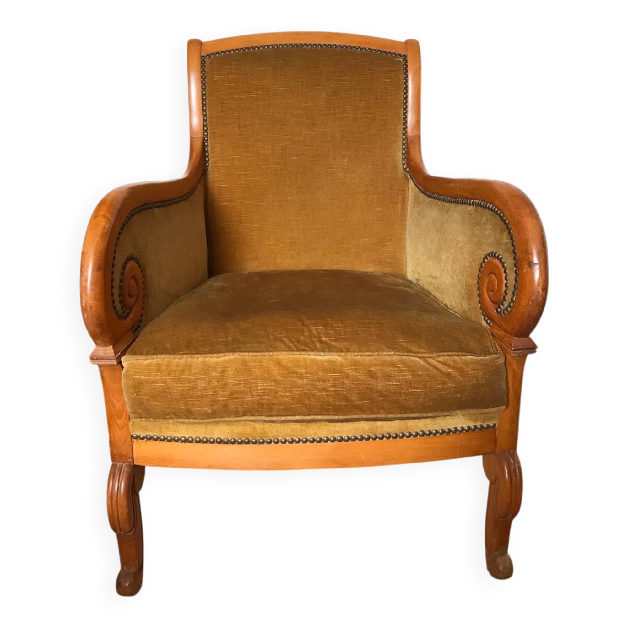 Fauteuil Bergère en acajou style Restauration époque fin XIXe
