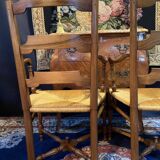 Pair of solid walnut armchairs in Provençal style