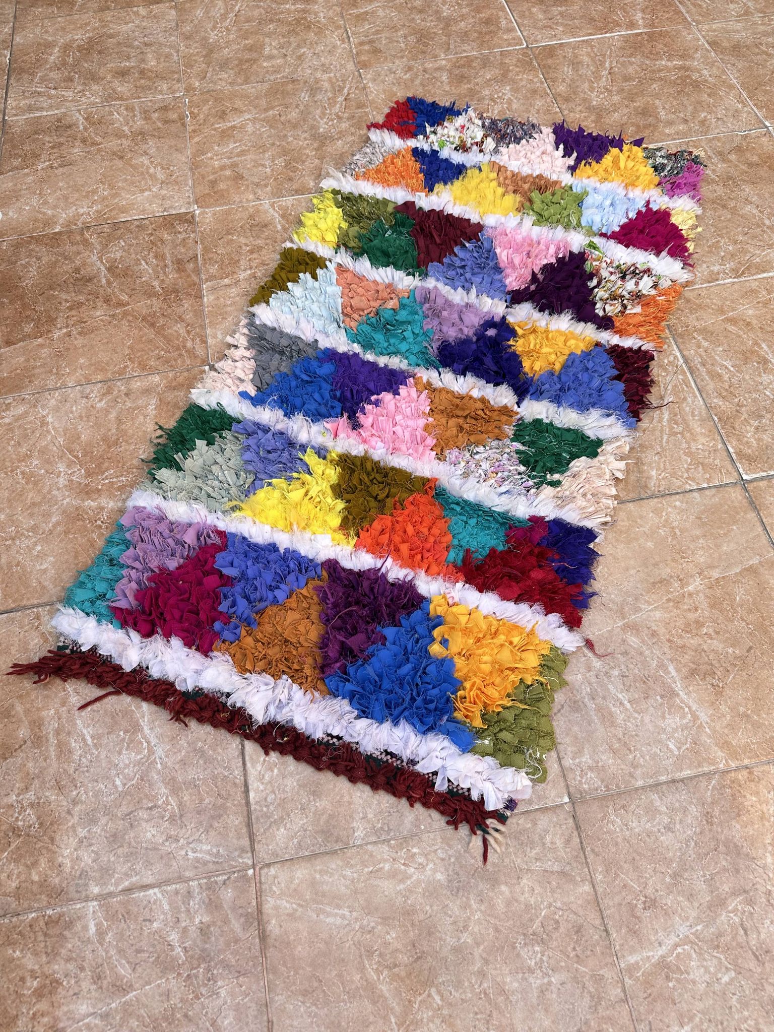 vintage boucherouite rug; berber boucherouite rug 120 cm x60 cm