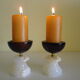 Pair of candlesticks in Crystal and onyx stone