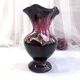 Seafoam tulipwood vase, brown and pink, Vallauris, signed PG