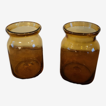 Amber glass vases
