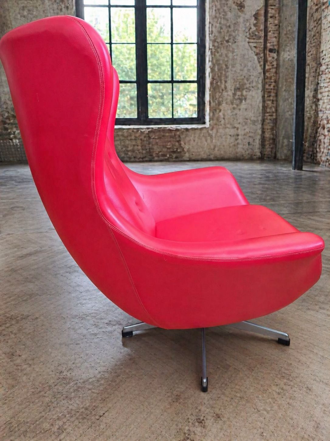 Pair of high-back swivel lounge chairs Scandinavian modern leather & aluminium by UP Závody Rousínov 1960s Czechoslovakia