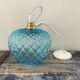 Vintage turquoise blue pendant lamp in electrified chiseled glass to nine