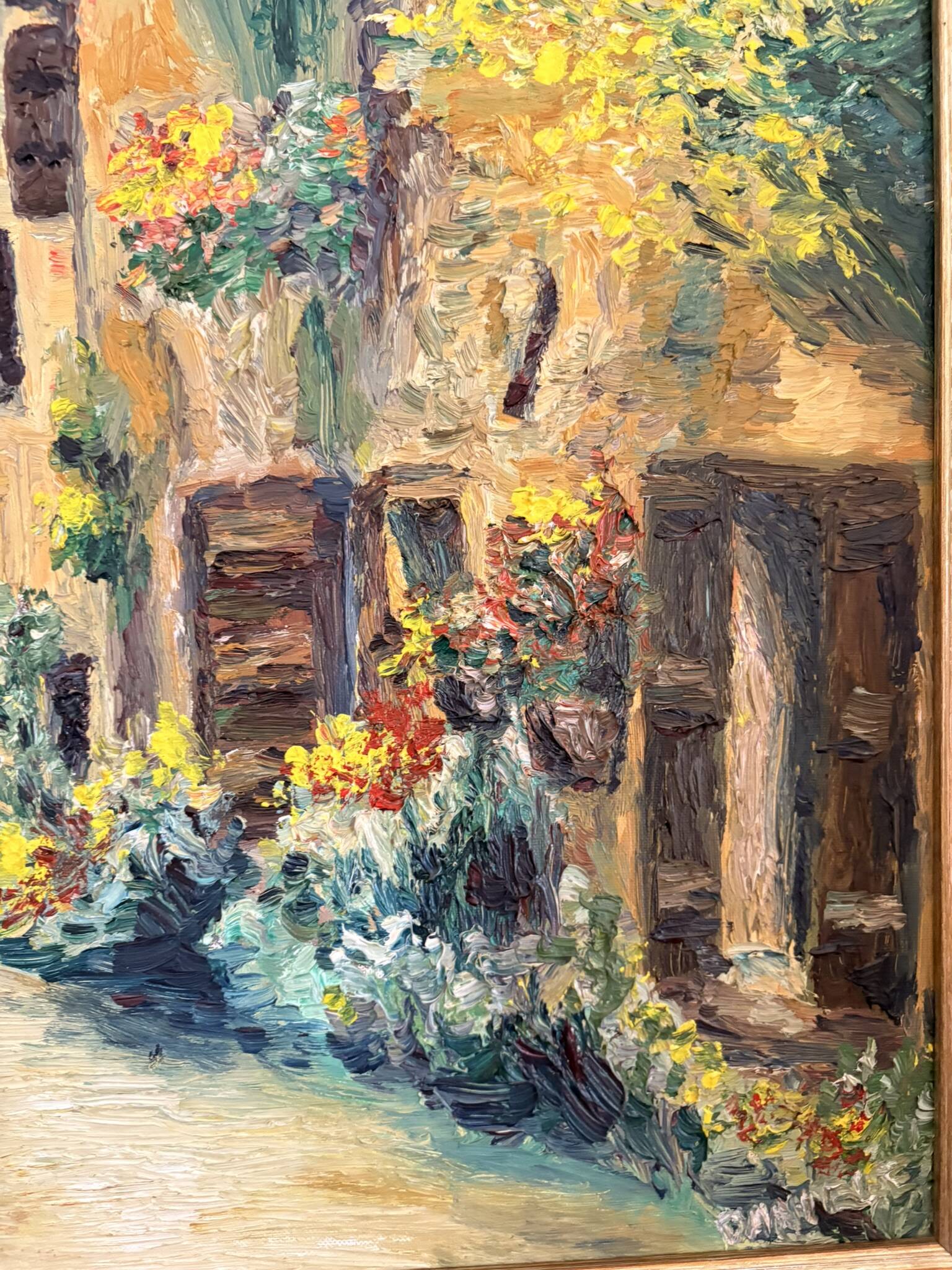 Expressionist Oil Painting Table Village Flowers Southern Camp Pro