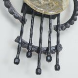 mid century brutalist style wrought iron and glass WALL LAMP sconce 60/70s