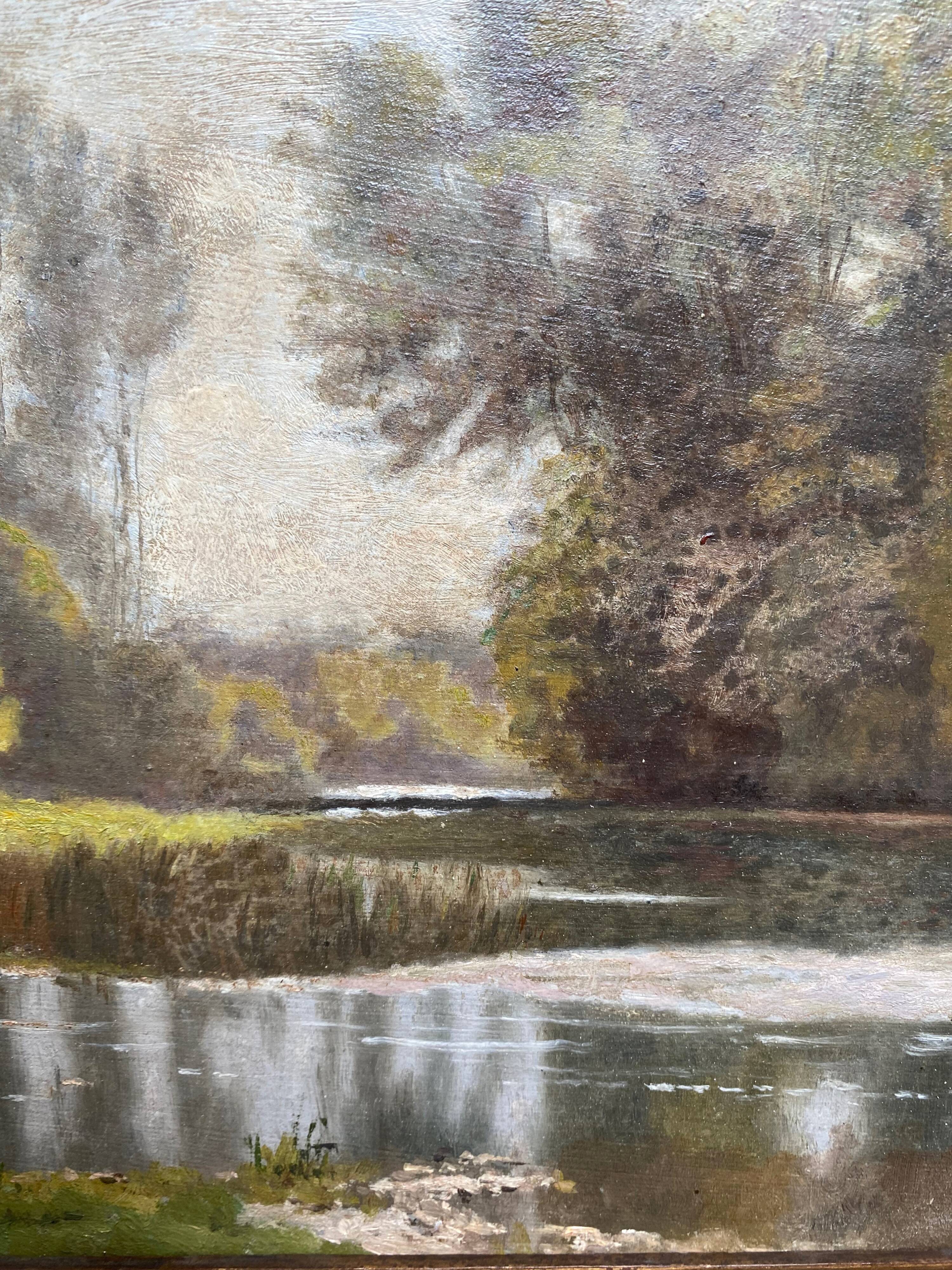 Table "View of the Armançon" HSP by Maurice Auguste Cabuezl (born 1878) - frame