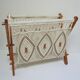 Magazine holder macramé cotton and vintage wood 70s