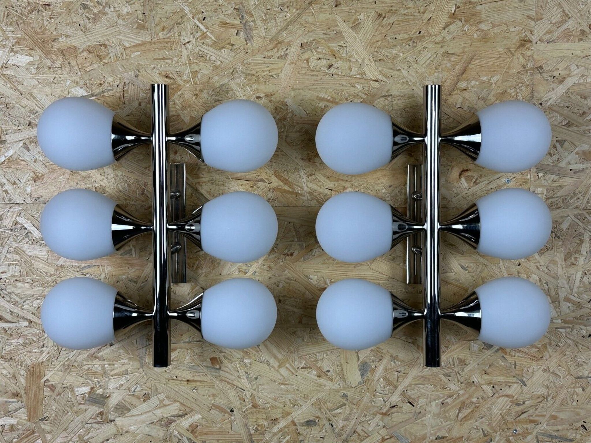 2x 60s 70s 6-bulb Sputnik wall lights by Kaiser Leuchten opal glass